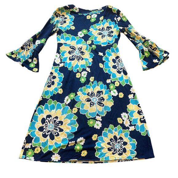 Lilly Pulitzer Twyla Mod Floral Print Dress Bell Sleeves Bold Size Small Women's - Picture 6 of 11